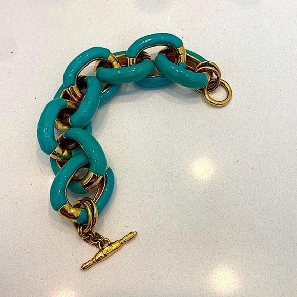 Kenneth Jay Lane Turquoise and Gold Bracelet - Picture 2 of 4